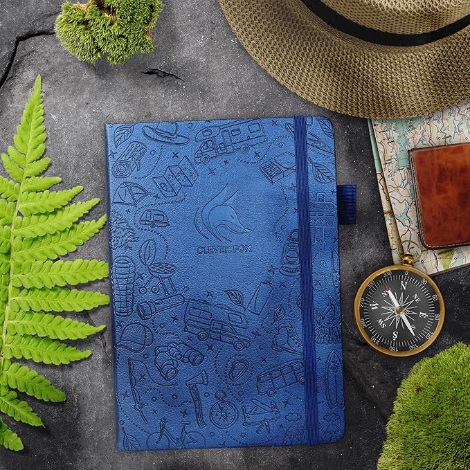 Clever Fox Camping Journal – Camper Log Book & RV Trip Planner – Outdoor Camp Journal & Adventure Travel Notebook for 12 Trips, A5 (Mystic Blue)