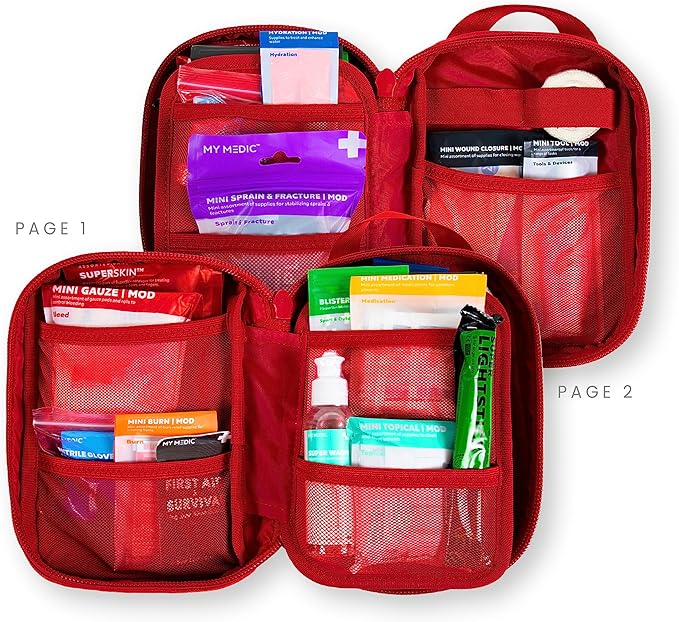 My Medic MyFak Mini First Aid Kit - Small and Lightweight for Camping Hiking and Backpacking - IFAK With 70 Items - HSA/FSA Eligible Great for Travel - Red