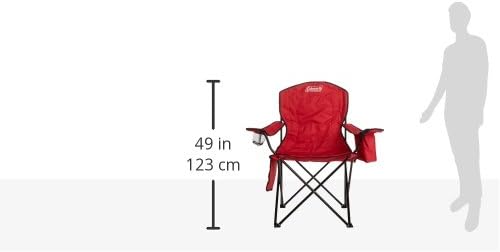 Coleman Portable Quad Camping Chair with 4-Can Cooler, Cushioned Seat & Back with Side Pockets & Cup Holder, Carry Bag Included