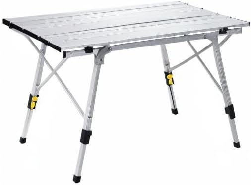 ZWANG Camping Table Foldable Portable with Adjustable Legs, Aluminum Folding Table Roll Up Table with Carrying Bag for Outdoor, Lightweight for Camping, Beach, Backyards, BBQ, Party and Picnic