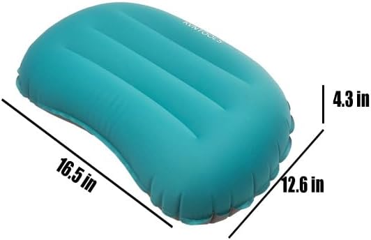 Camping Travel Pillow-Compressible,Ultralight Inflatable,Compact, Comfortable, Ergonomic Inflating Pillows for Neck & Lumbar Support While Camp, Hiking, Backpacking (Blue+Orange 2pcs)
