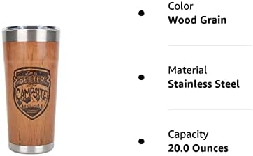 Camco Life is Better at The Campsite Wrapped Tumbler | Features Unique Wood Grain Design with a Burned in Life is Better at The Campsite Logo | 20 oz. (53327)