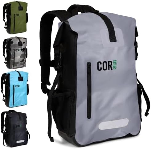 COR Surf Waterproof Heavy Duty Backpack And Dry Bag Pack For Swimming, Boating Or Kayaking, Roll-top Design With Sonically Welded Seams And Padded Laptop Sleeve (25L, 18 x 13 x 7 Inches)