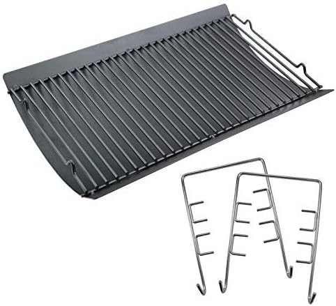 Uniflasy 20 Inches Ash Pan Replacement for Chargriller 5050, 5072, 5650, 2123, 2223, 2823 Charcoal Grills,Char-Griller Grill Grate Model 200157,Chargriller Replacement Part with 2pcs Fire Grate Hanger