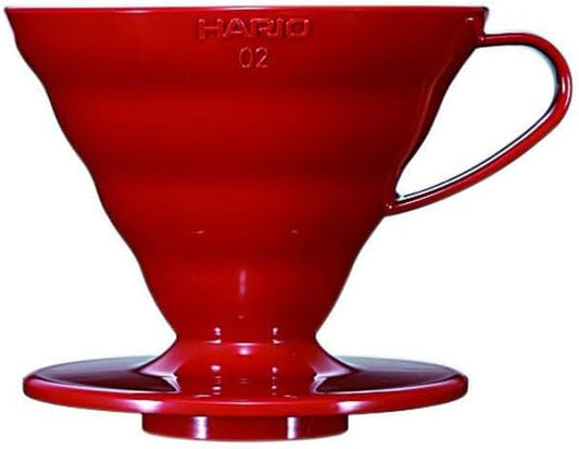 Hario V60 Plastic Coffee Dripper Pour Over Cone Coffee Maker Size 02, Red