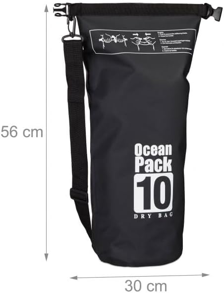 Waterproof Dry Bag 10L Custom PVC Sack Rafting Camping Hiking Backpack Kayak Sport Beach Gear Dry Bag (Black)