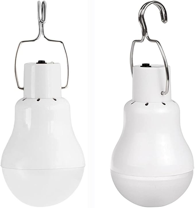 FLRONGSUN Solar Light Bulb Portable 350LM Solar Powered Camping Light Led Lantern Outdoor for Lamp Light Hiking Fishing Tent Indoor Shed Chicken Coop Hurricane Emergency With USB Chargeable(Pack of 2)