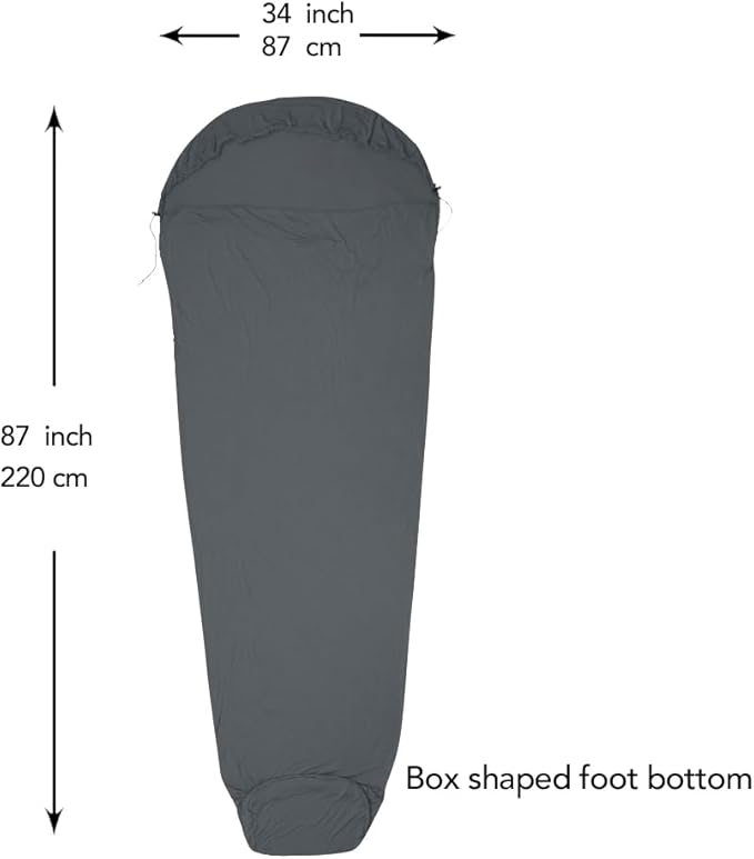 Travel Sheets for Hotel, Rayon Derived from Bamboo, Stretchy Sleep Sack for Adults, Warm Weather/Summer Sleeping Bag Liner for Camping and Travel, Rectangular with Pillow Pocket, Mummy, Cooling Sheets