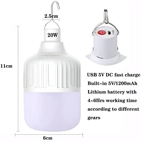 [800 Lumens] Rechargeable Camping Lantern , IPX7 Waterproof LED Emergency Light - 1200mAh Battery, USB Charging, 5 Light Modes for Tent/Hiking/Hurricane (20W)