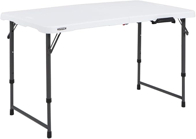 Lifetime Fold-in-Half Adjustable Folding Table, 4 Foot