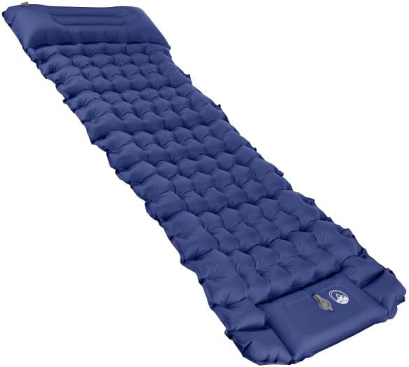 Wakeman Sleeping Pad for Camping - Inflatable Mat with Built-in Foot Pump - Waterproof Camp Mattress - Camping Gear Must Haves Outdoors (Blue)
