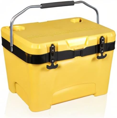 YELLOW JACKET 27 Quart Ice Cooler, Portable Ice Chest Hard Cooler Box with Retention Insulation and Heavy Duty Handle for Camping, Picnic, Beach, Drink, Beverage, Fishing