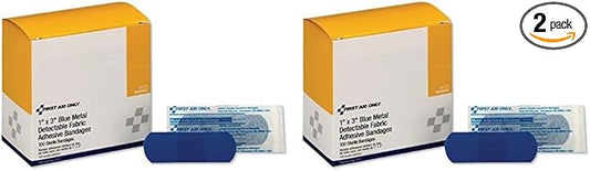 First Aid Only H175-001: Blue Metal Detectable 1"X3" Fabric Bandages, 100/Box (Pack of 2)