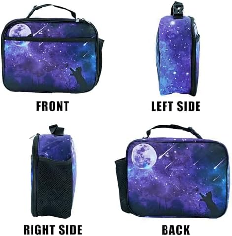 Starry Sky Cat Lunch Bag Insulated Reusable Lunch Box Kids Girls Boys Cooler Thermal Tote Bag For Men Women School Work Picnic