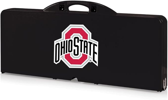 PICNIC TIME NCAA Ohio State Buckeyes Folding Picnic Table - Camping Table - Outdoor Table with Umbrella Hole, (Black)