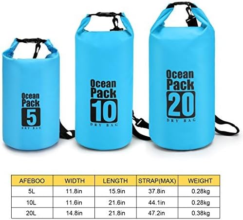 Dry Sack/Floating Waterproof Bag 2L/5L/10L/20L/30L for Boating, Kayaking, Hiking, Snowboarding, Camping, Rafting, Fishing and Backpacking