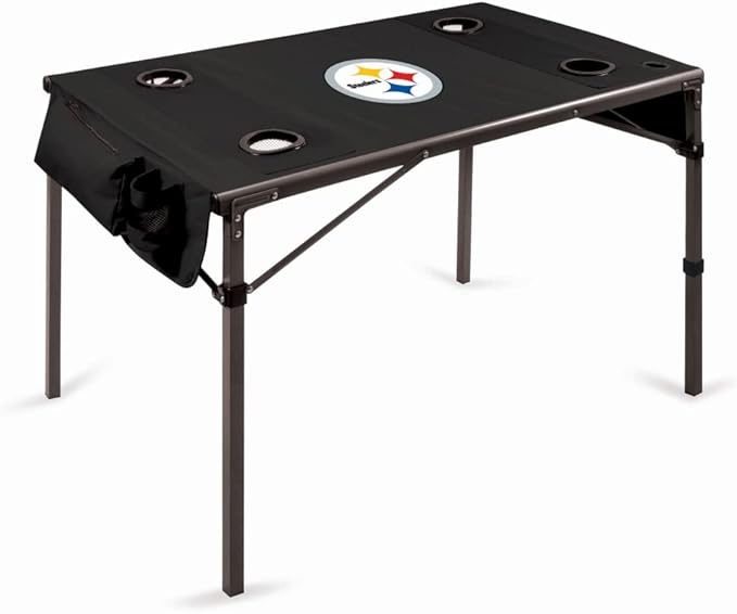 PICNIC TIME NFL Portable Soft Top Travel Table, Black