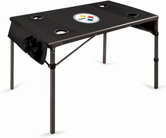 PICNIC TIME NFL Portable Soft Top Travel Table, Black