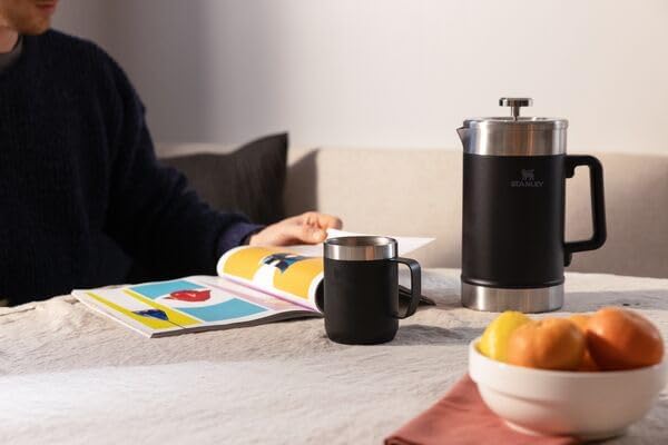 Stanley Classic Stay-Hot French Press Coffee Maker 48 oz | 5 Minute Brew, 4 Hours Hot | Mesh Filter for Coffee Grounds | Insulated Stainless Steel French Press | BPA-Free | Cream Gloss