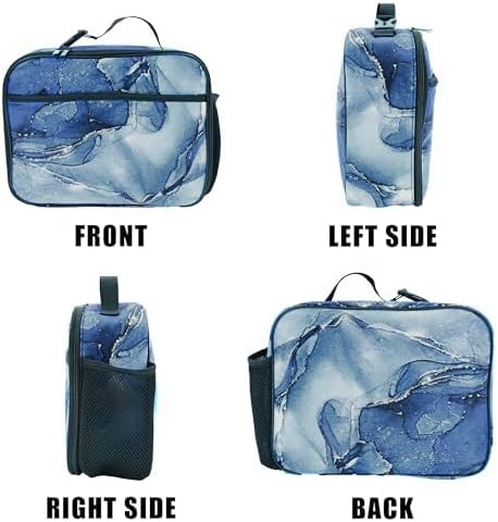 Blue Marble Lunch Bag Insulated Reusable Lunch Box Kids Girls Boys Cooler Thermal Tote Bag For Men Women School Work Picnic