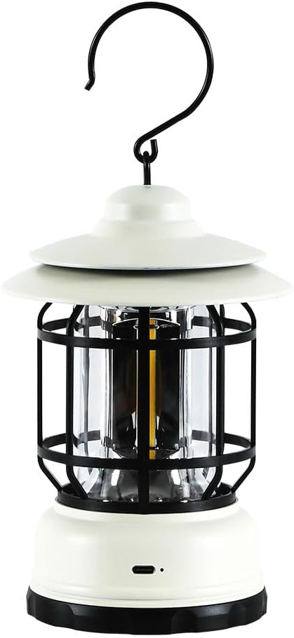 LED Camping Lantern, AmaLux Dimmable Vintage Rechargeable Lantern, IPX4 Water Resistant Portable Emergency Lights, Outdoor Hanging Tent Light for Hurricane, Camping, Survival Kits, Hiking