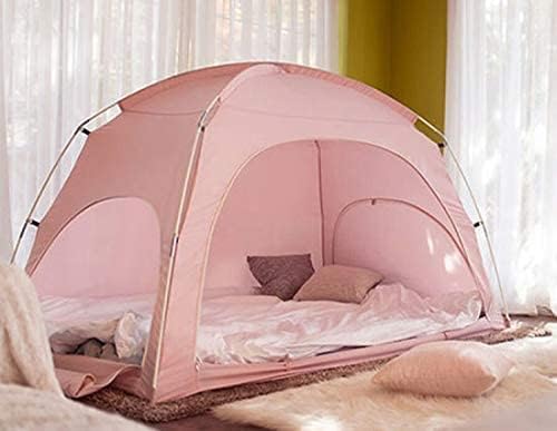 Laylala Indoor Privacy and Play Tent on Bed Sleep Cozy in Drafty Room，Privacy Tent on Bed for Warm (Pink), The sky is blue
