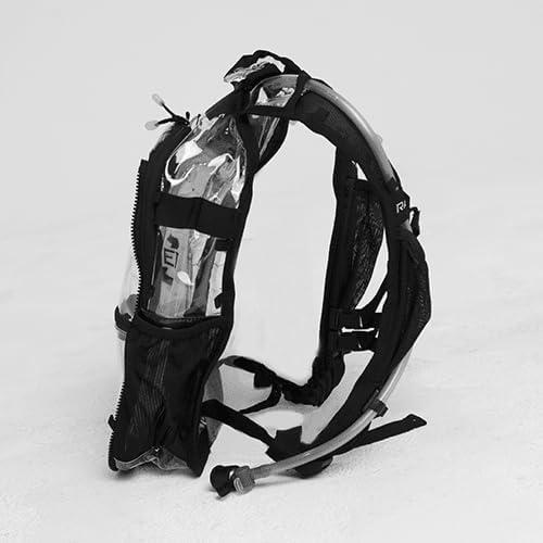 RAVERUNNER® Clear Hydration Pack | Festival Approved Hydration Backpack Clear with 2L Bladder & Quick Disconnect Hose | Clear Camelbak Water Backpack, Clear Hydration Backpack, Clear Camelbak