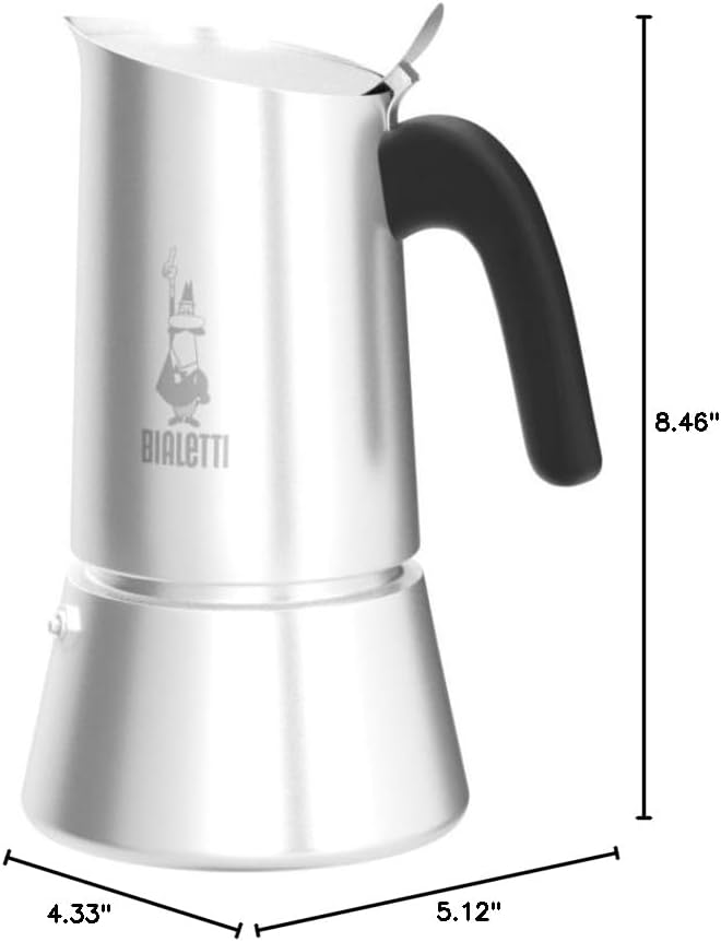 Bialetti - New Venus Induction, Stovetop Coffee Maker, Suitable for all Types of Hobs, Stainless Steel, 6 Cups (7.9 Oz), Silver