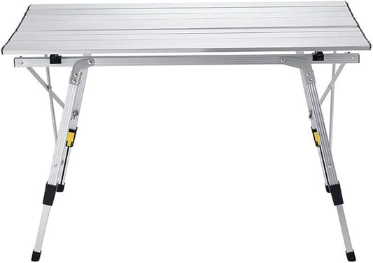 ZWANG Camping Table Foldable Portable with Adjustable Legs, Aluminum Folding Table Roll Up Table with Carrying Bag for Outdoor, Lightweight for Camping, Beach, Backyards, BBQ, Party and Picnic