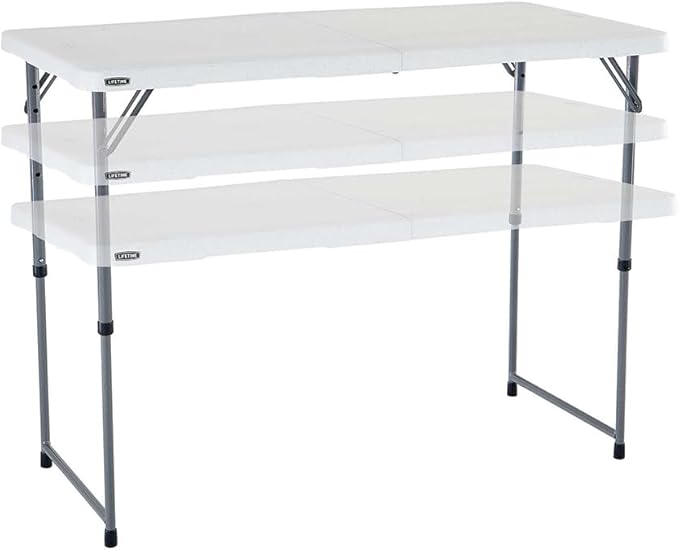 Lifetime Fold-in-Half Adjustable Folding Table, 4 Foot