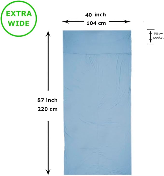 Travel Sheets for Hotel, Rayon Derived from Bamboo, Stretchy Sleep Sack for Adults, Warm Weather/Summer Sleeping Bag Liner for Camping and Travel, Rectangular with Pillow Pocket, Mummy, Cooling Sheets