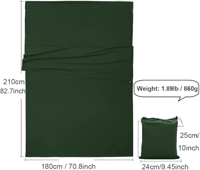 Sleeping Bag Liner, Lightweight Portable, Soft Travel and Camping Sheet, with Compact and Carry Bag, for Travel, Hotel