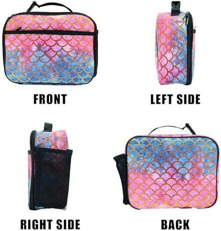 Mermaid Lunch Bag Insulated Reusable Lunch Box Kids Girls Boys Cooler Thermal Tote Bag For Men Women School Work Picnic