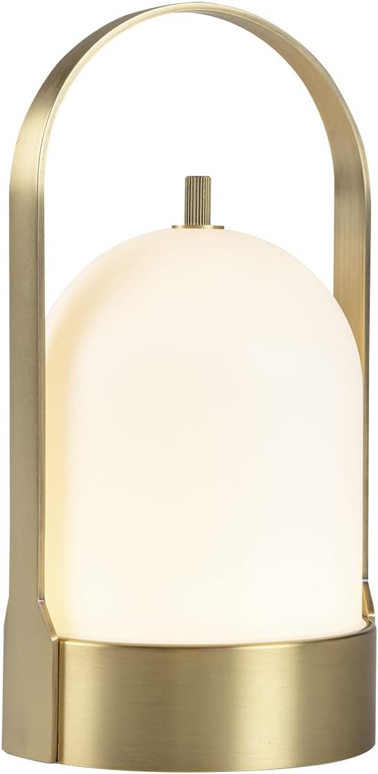 Tubicen Portable Outdoor Battery Operated Lantern Table Lamp Waterproof, 4000mAh Cordless Rechargeable 4 Levels Touch Dimmable Brass Table Lamp, LED Night Light for Patio Camping Dining Room Bedroom