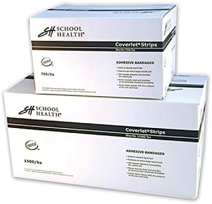 School Health - Adhesive Bandages, Comfortable Form-Fitting Protection & Wound Care for Cuts and Scrapes, Premium Adhesive Stays Secure with Movement, Loose Bulk Fabric Bandages - 1" x 3" 750/Box