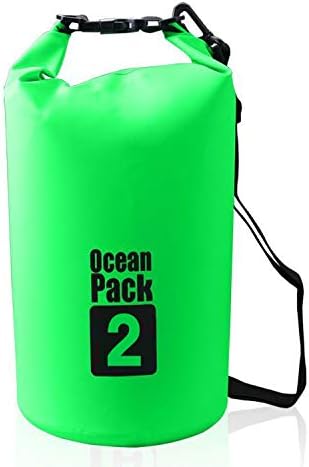Outdoor Dry Sack/Floating Waterproof Bag 2L/3L/5L/10L/15L/20L/30L for Boating, Kayaking, Hiking, Snowboarding, Camping, Rafting, Fishing and Backpacking (Green, 2L)