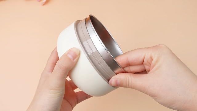 Dandat 2 Pcs Insulated Lunch Containers Thermal Bento Box with Bag Fork Knife Microwavable Stainless Steel Lunch Box 15.2 oz 21 oz Separate Stackable Thermal Food Jar for Adult Men Women(Beige)