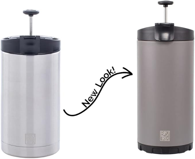 Steel Toe 3.0 Travel Coffee Press - Brew 20 fl.oz On The Go - No Spill Lid, Double Wall Vacuum Insulated Stays Hot for Hours, French Press Coffee (Storm Gray)