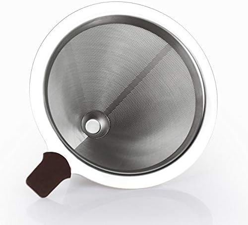HOMEE Pour Over Coffee Dripper - 304 Stainless Steel Double-layer Coffee Filter fits Hand-grinding Coffee, 1-6 Cups Brew Once a Time Suitable for Families