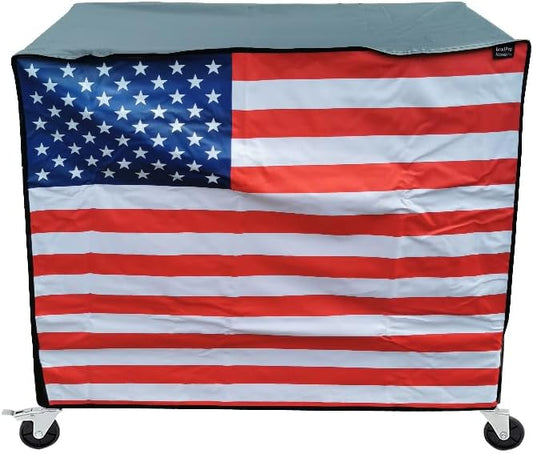 Waterproof 80 Qt Rolling Cooler Cart Cover Fits Most Patio Ice Chest Party Cooler Upto 34L x 20W x 32H inch- American flag