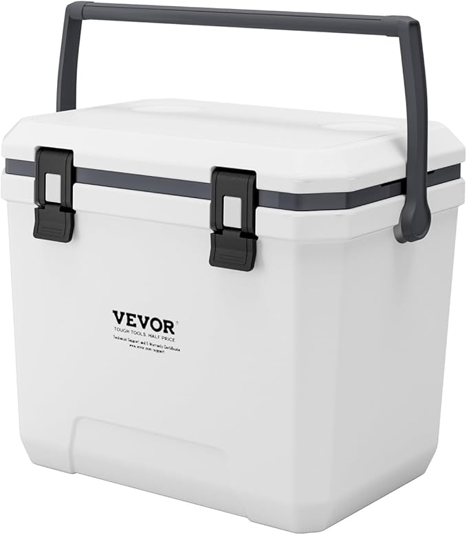 VEVOR Portable Cooler,Hard Cooler with Ice Retention, Heavy-Duty Handles and Strap, Lightweight Rigid Material Insulated Portable Cooler, Suitable for Family Picnics and Short Trips