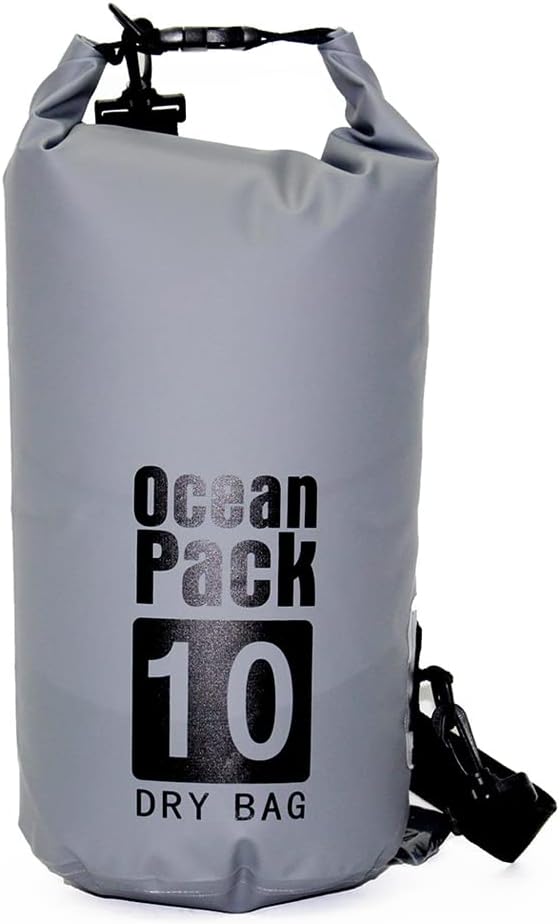 YDYJKI Floating Waterproof Dry Bag for Travel 5L/10L/20L/30L, Roll Top Sack Keeps Gear Dry for Kayaking, Rafting, Boating, Swimming, Camping, Hiking, Beach, Fishing (Grey, 10L)