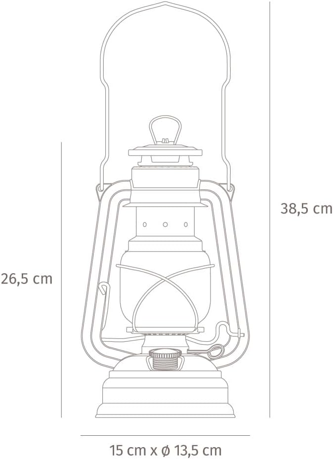 Outdoor Kerosene Fuel Lantern, German Made Weather Resistant Baby Special 276 Galvanized Hurricane Lamp for Camping or Patio, 10 Inches, Bronze