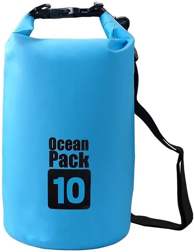 Outdoor Dry Sack/Floating Waterproof Bag 2L/3L/5L/10L/15L/20L/30L for Boating, Kayaking, Hiking, Snowboarding, Camping, Rafting, Fishing and Backpacking (Blue, 10L)