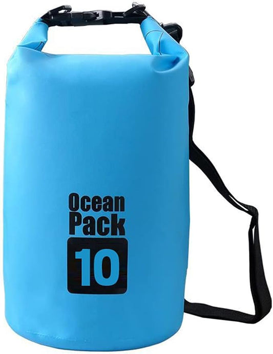 Outdoor Dry Sack/Floating Waterproof Bag 2L/3L/5L/10L/15L/20L/30L for Boating, Kayaking, Hiking, Snowboarding, Camping, Rafting, Fishing and Backpacking (Blue, 10L)