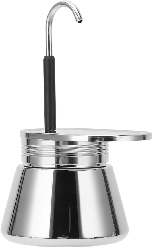 Single Spout Mocha Pot, Stainless Steel Espresso Maker Coffee Pot Lightweight Cafe Maker Portable Outdoor Camping Brewed Coffee Cup for All Electric Ceramic Gas Stovetops(200ml)