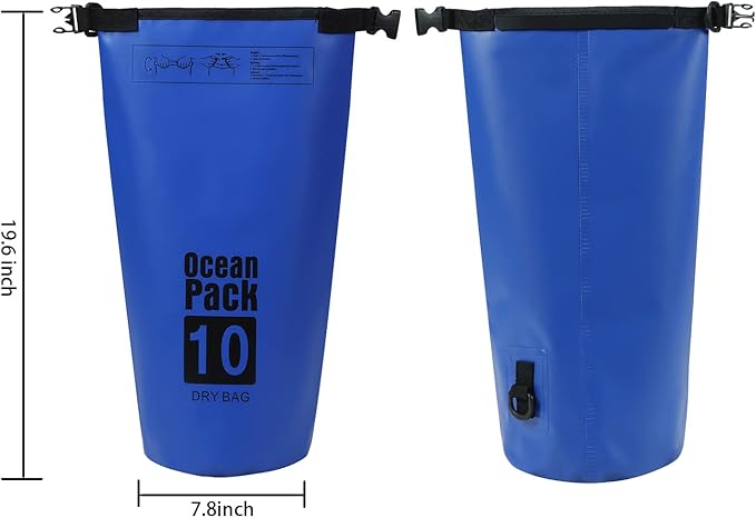 YDYJKI Floating Waterproof Dry Bag for Travel 5L/10L/20L/30L, Roll Top Sack Keeps Gear Dry for Kayaking, Rafting, Boating, Swimming, Camping, Hiking, Beach, Fishing (Sapphire Blue, 10L)