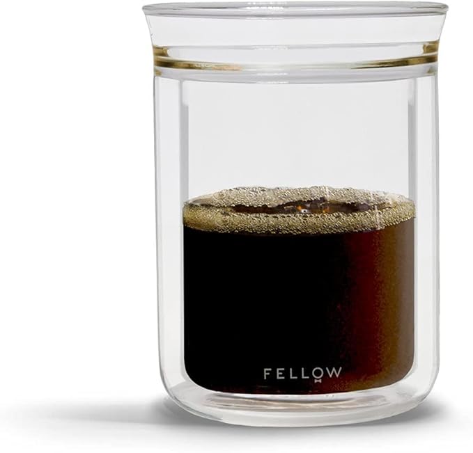 Fellow Stagg Pour-Over Dripper & Double Wall Glass Kit 10 oz [X], Stainless Steel, Includes 15 Coffee Brewing Papers