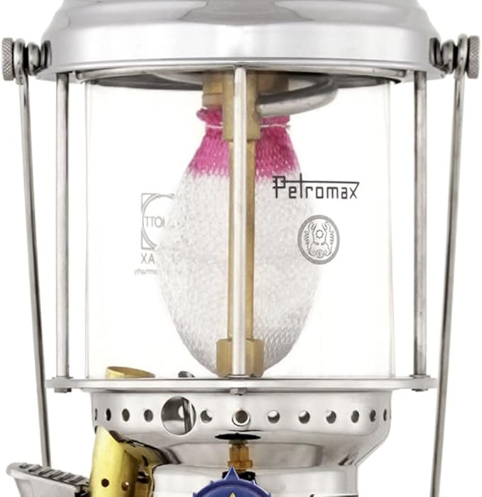 Petromax HK500 Pressurized Lantern, 500 Candlepower with 1 Quart Kerosene Tank for Home, Camping or Emergency Lighting, Hand Assembled High Pressure 400 Watt Lamp, Chrome