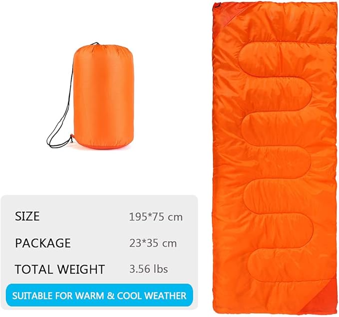 Camping Sleeping Bag for Adults Boys and Girls,Cold and Warm Weather-Summer, Spring, Fall, Lightweight, Waterproof Compact Bag for Camping Gear Equipment, Traveling, and Outdoors